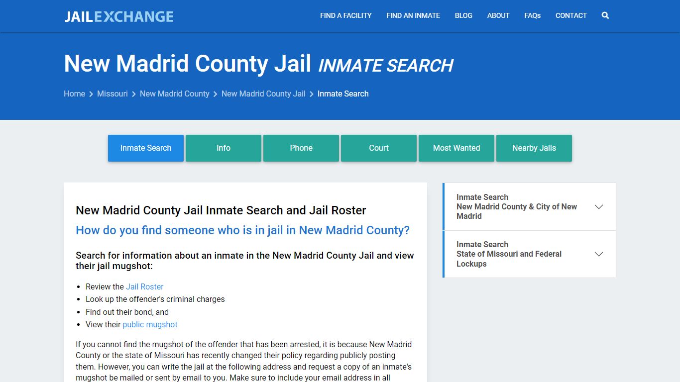 New Madrid County Jail Inmate Search - Jail Exchange